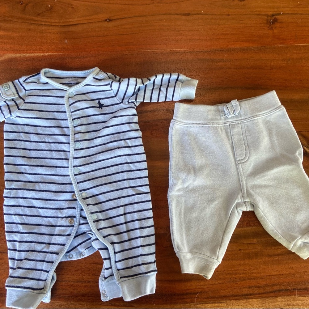 Ralph Lauren 3m Baby boy Onesie & pants light blue